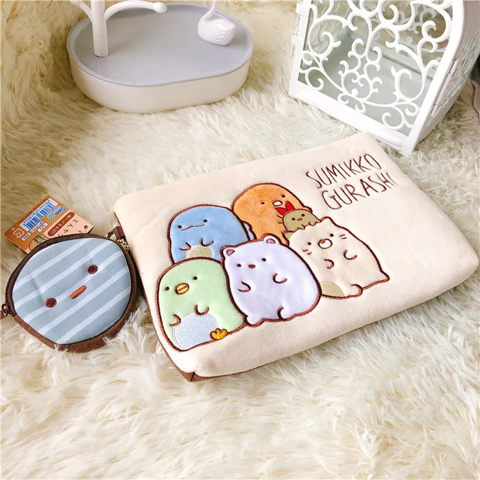 2 шт./компл. мультфильм Sumikko gurashi аниме плюшевые портмоне мягкие Сан-х плюшевые сумки чехол-бумажник с отделением для карт для малыша подарки