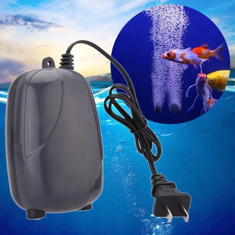 220V Single Double Outlet Air Pump Aquarium Oxygen Fish Air Pump Tank Super Silent 3W5W Mini Air Compressor For Fish Tank Tools