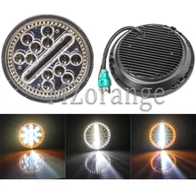 Buy 7 inch Round Work Lights 6000K-6500K Beam LED Bulbs Headlight Lamp White DRL(6W) & Yellow Turn Signal(6W) For Tractor Truck Free Shipping