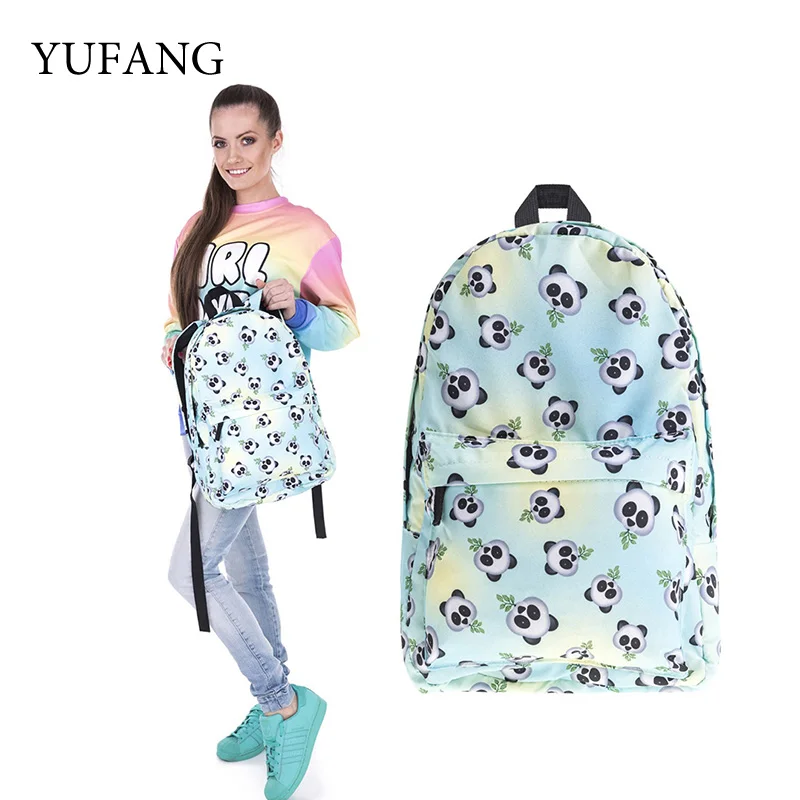 

YUFANG Panda Bagckpacks Printing School Bag Backpack for Girls Teenager Schoolbag Green Casual Women Daypack Female Mochila