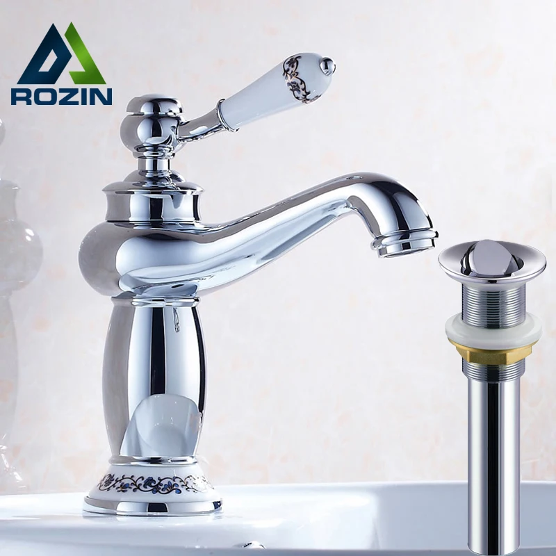 

Free Shipping Bathroom Basin Vessel Sink Faucet with Hot and Cold Water Hose Deck Mounted Wash Basin Pop Up Drain