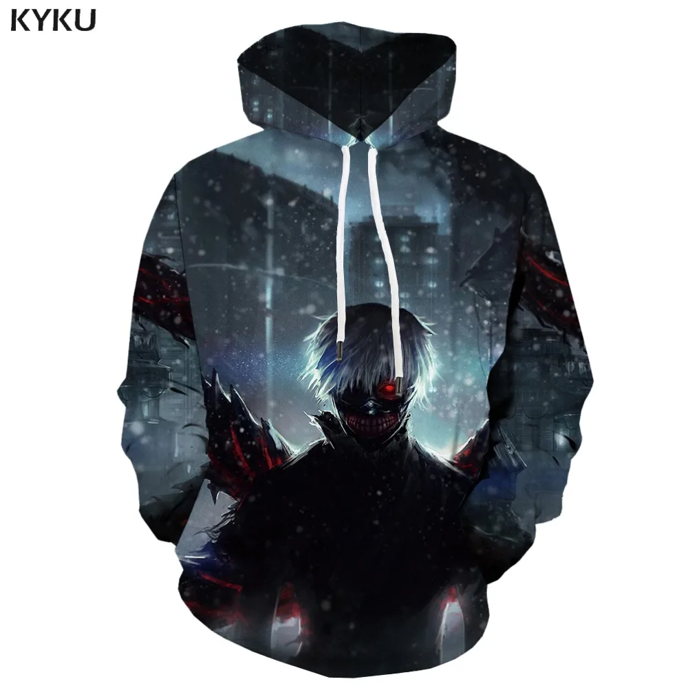 

KYKU Brand Tokyo Ghoul Hoodie Men War Hoodie Print Blood Hooded Casual Japan Sweatshirt Printed Abstract Hoody Anime Unisex