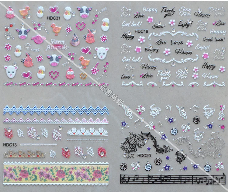24 шт./партия стикер для ногтей, алмазная 3D Корейская водостойкая наклейка для ногтей, свежая девочка, детская аппликация для ногтей, ювелирные изделия-обертывания для ногтей