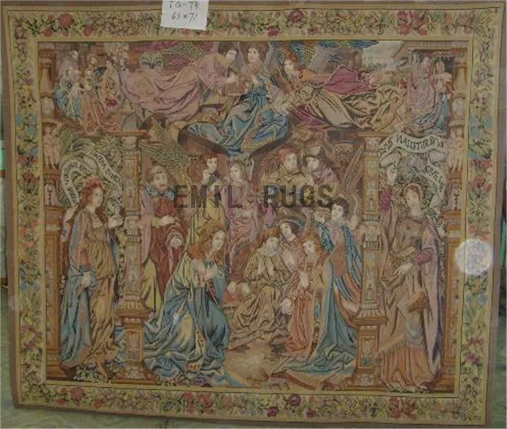 

Tapestry Of Rectangular Shape European Tapestry Aubusson - Vintage Wool Floral Tapestry Bedding Tapestry Wool