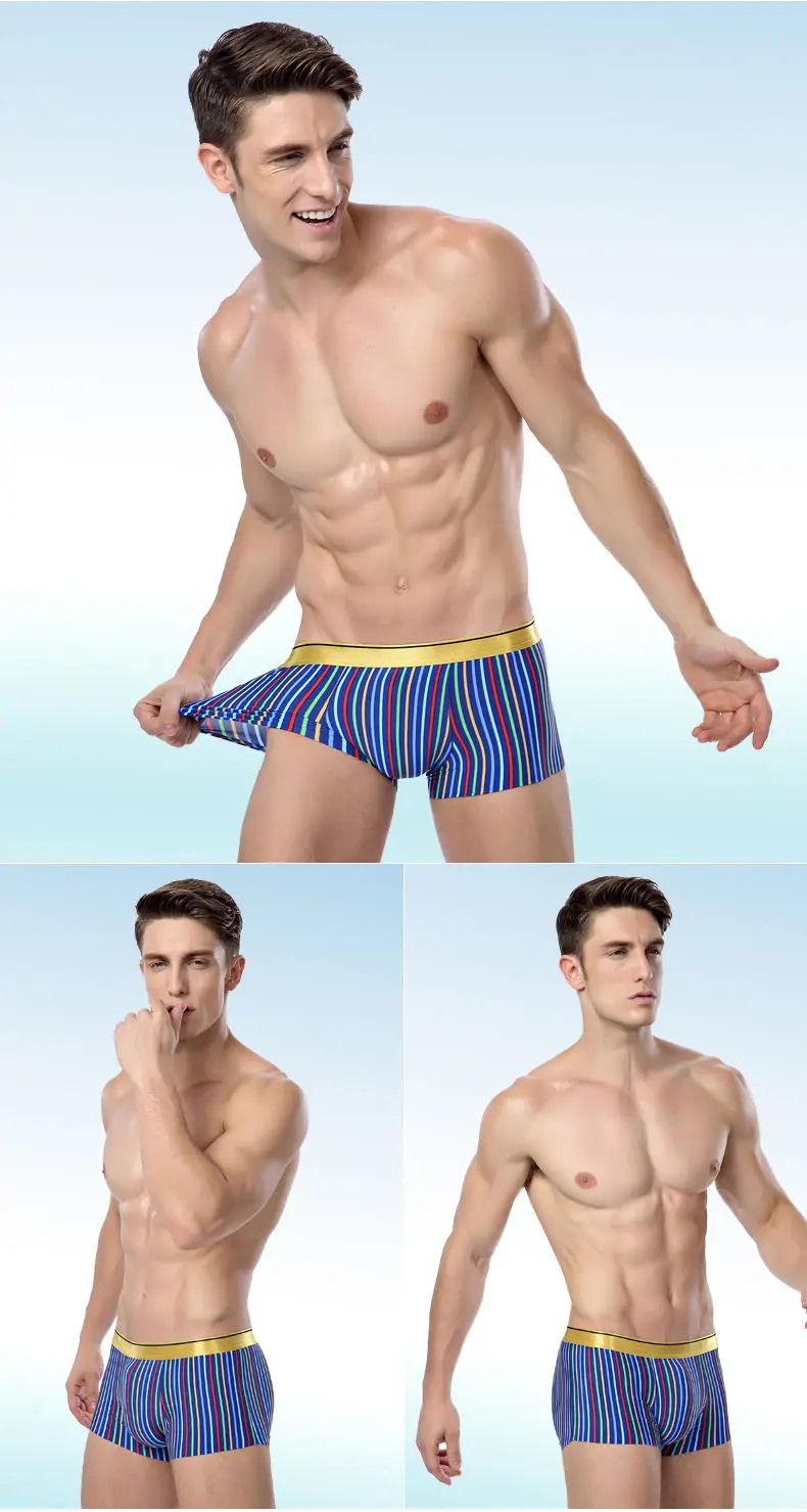 4PCS Lot Mens underwear ice breathable male boxers short print Mens bodysuit under pant Nylon Spandex Fit Size L-2XL Muls Brand-08