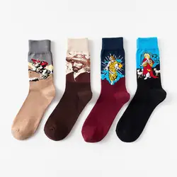 Мужские носки художественные винтажные печатные носки настенные всемирно известные картины носки Harajuku длинные хлопковые носки подарки
