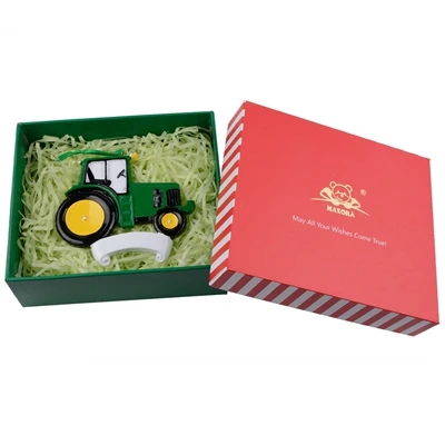 Green(with gift box) Maxora трактор Синий персонализированные рождественские украшения как ремесло орнамент для сувенира, подарки или для украшения дома - Цвет: Green(with gift box)