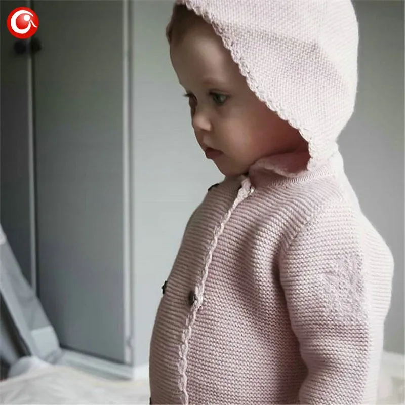 2016 AutumnWinter Kids Girls Hooded Cardigan Double Breasted Cotton Sweater For Children Boy Baby Girl Soft Knit Jumper Clothes (4)