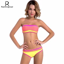 Raintropical Сексуальная Бандо Bikinis Swimsuit Женщин Push Up Купальники 2017 Новый Вязание Ручной Бразильский Комплект Бикини Купальный костюм