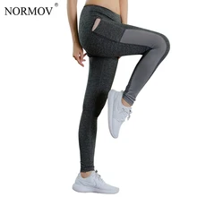 NORMOV карман Высокая талия Леггинсы для женщин тренировки сетки фитнес одежда женские Леггинсы пуш-ап спортивная одежда брюки 6 цветов