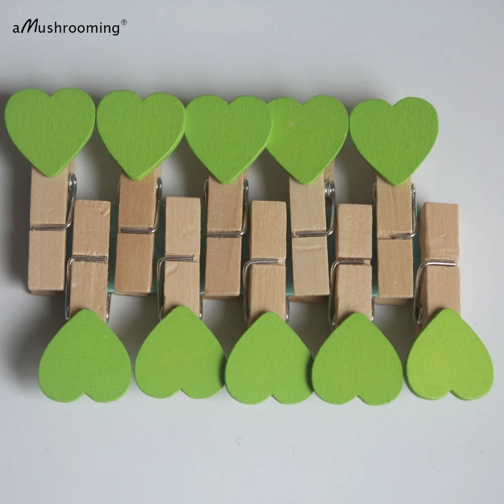 2000 Мини Милая мультяшная Зеленая форма персикового сердечка деревянные клипсы | Peg | для праздника Рождественский Декор