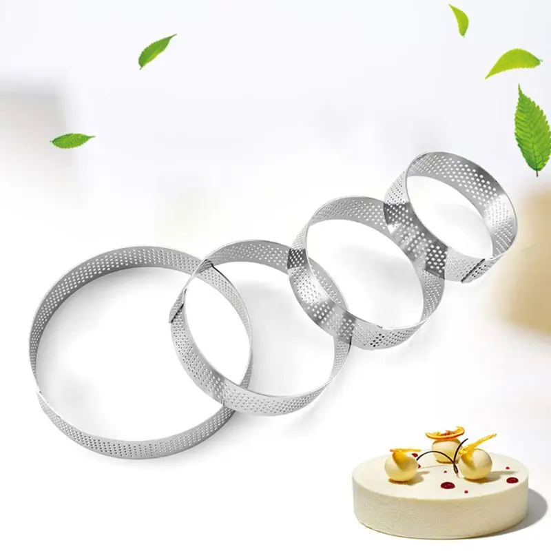 

Perforated Cake Ring Mould 304 Stainless Steel Mousse Round Fixing Model Cookie Cutter DIY Baking Tool For Home Kitchen Bakeshop