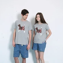 Модная свободная футболка унисекс с принтом озорной собаки, женская серая футболка из чесаного хлопка, летняя мужская футболка с круглым вырезом и коротким рукавом