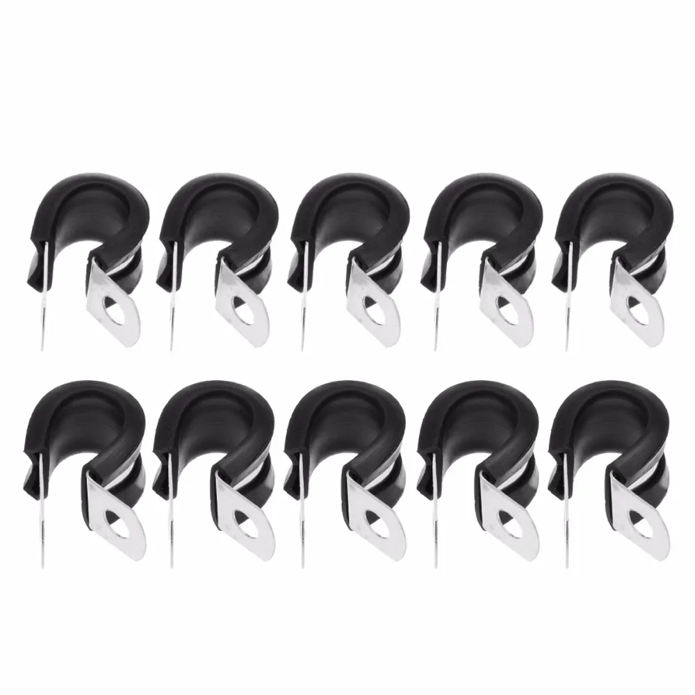 

Mayitr 10Pcs Cable Wire Hose Pipe Clamp P Clips Rubber Lined Stainless Steel Tube Pipe Cable Mounting Bracket 13mm