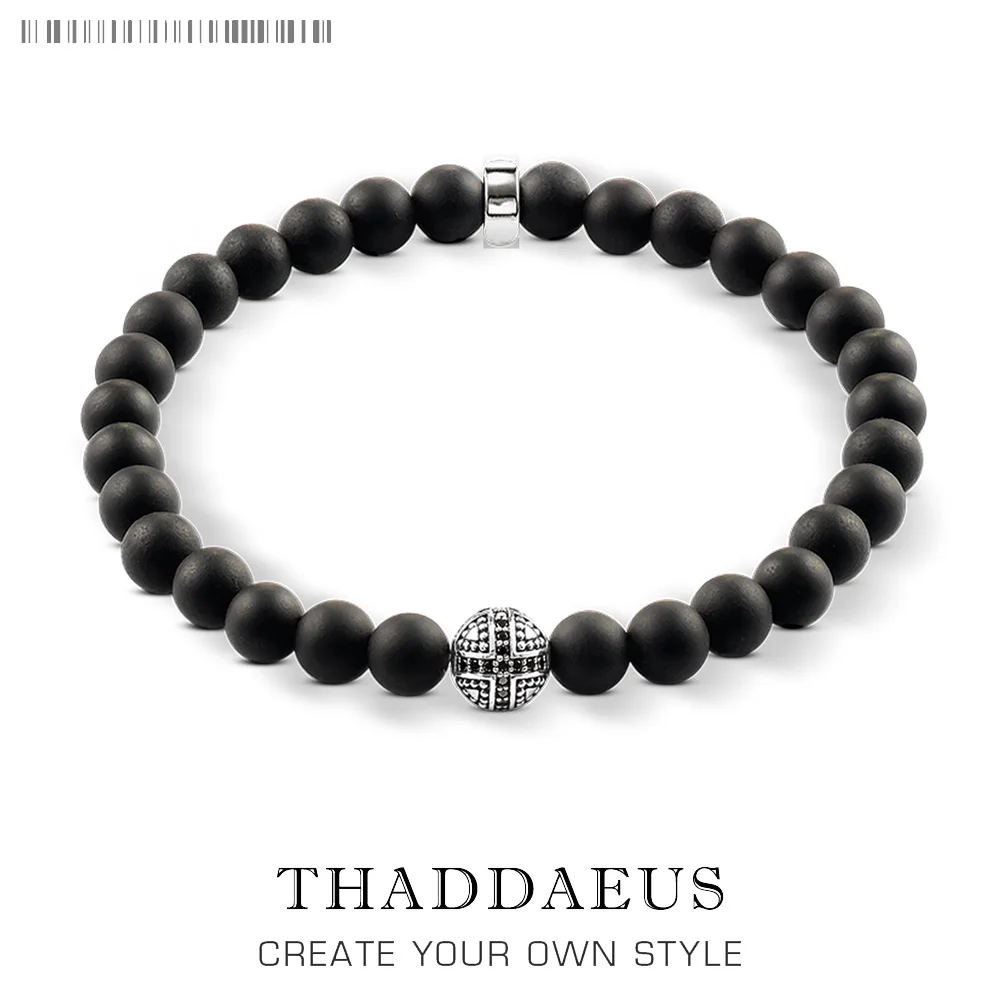 

Matte Black Onyx & Silver Karma Bracelets,Black Zircon Cross,2017 Super Deals Bead Silver Gift,Thomas Style Fashion Jewelry