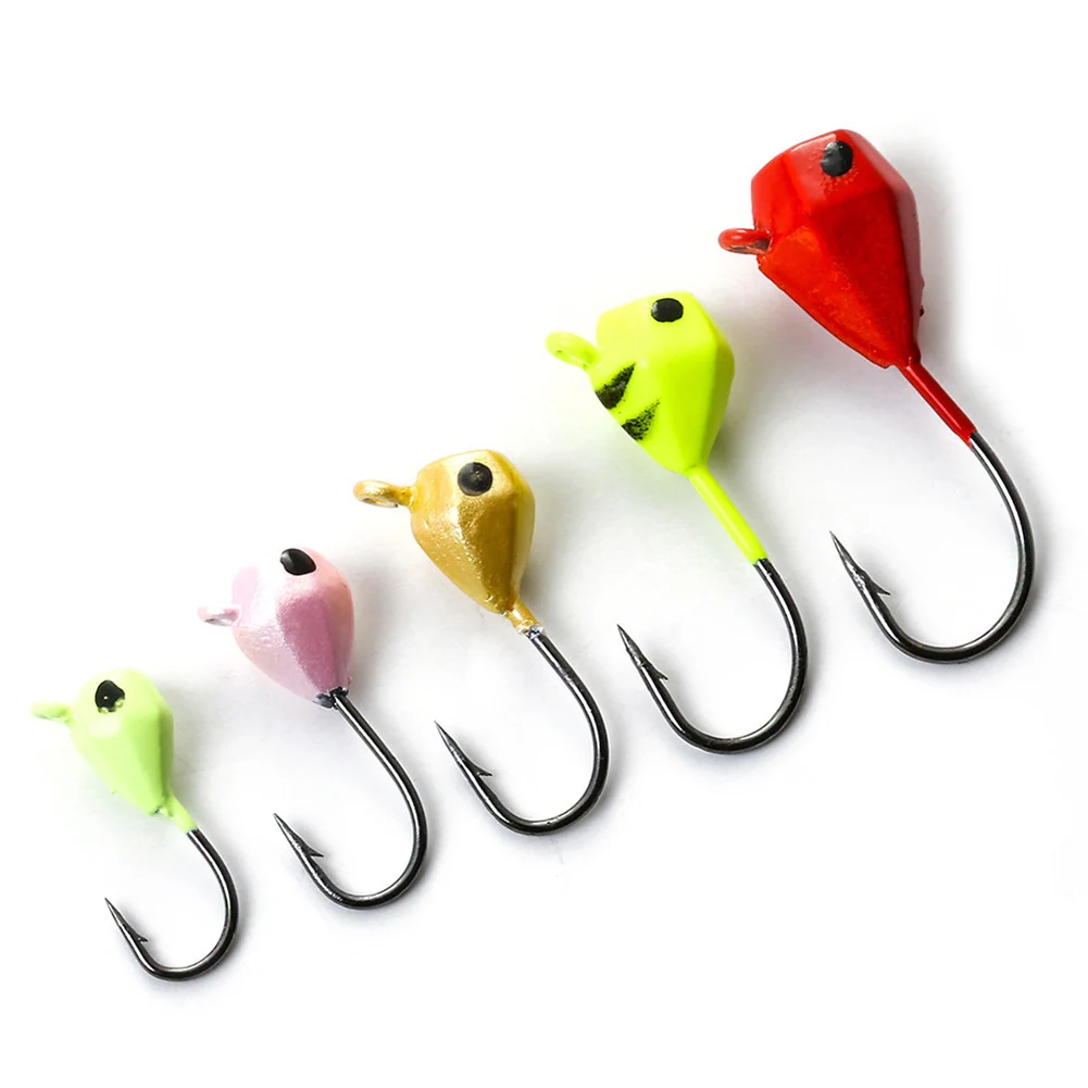 5 Pcs Winter Ice Fishing Hook Lure Mini Metal Bait Fish Head Hook Bait Jigging Fishing Tackle KH889