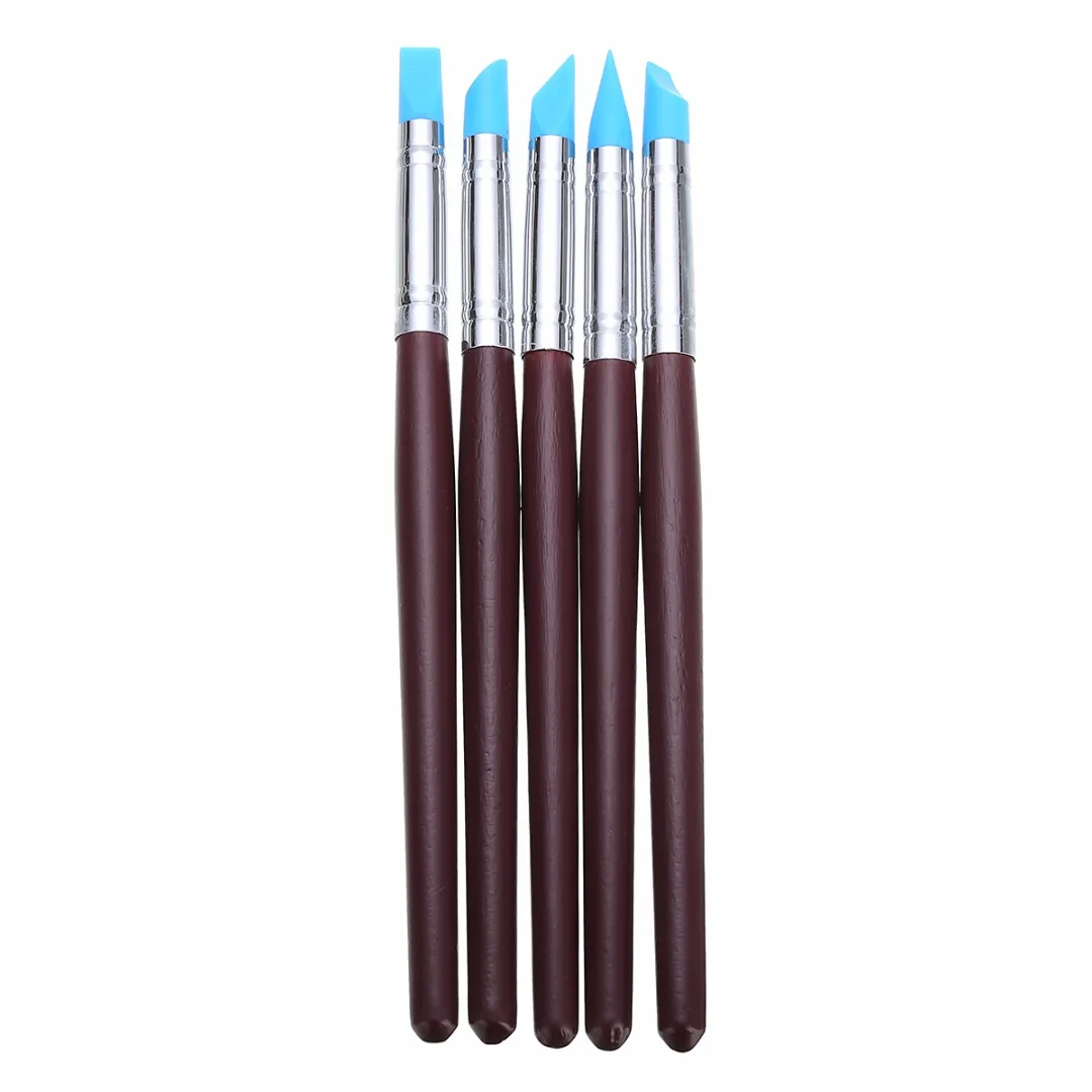 

5pcs Soft Silicone Pottery Clay Tool Sculpting Fimo Polymer Modelling Shaper Tools For Hobby Craft
