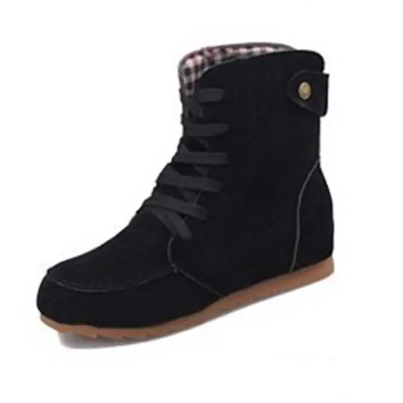 

Korean version of candy color women's shoes suede cross straps with flat flat bottom increased in the new women's casual booties