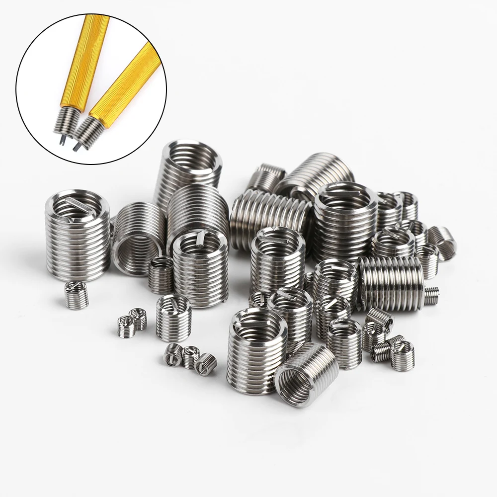 

10pcs M3-M12 Silver Stainless Steel Thread Repair Insert Kit Hardware Hardness Fastener Hand Tool Accessories