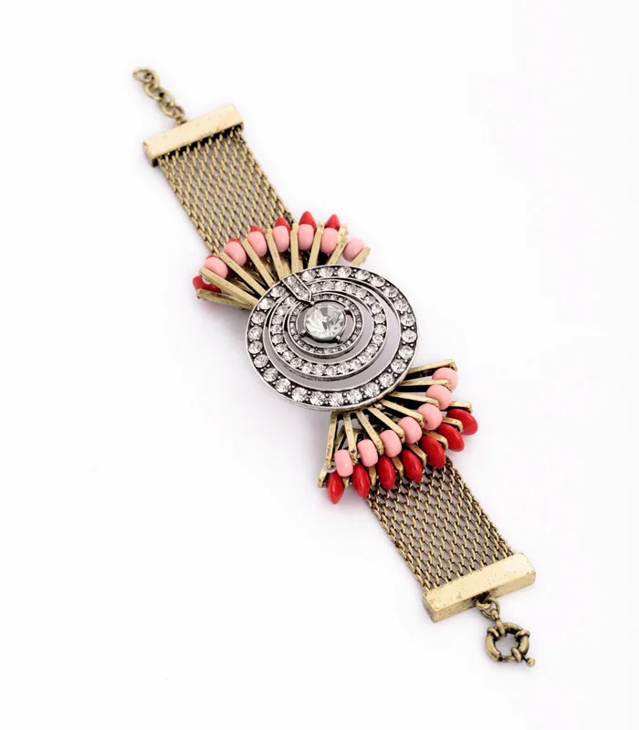 

Crystal Jewelry Hollow Out Wide Chain Bracelet for Women New Designe Bijoux for Women