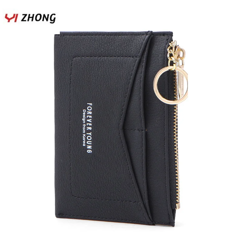 

YIZHONG Fashion Mini PU Leather Women Coin Purse Korean Style Hot Sale Card Wallets Key Chain Card Holder Girls Purse