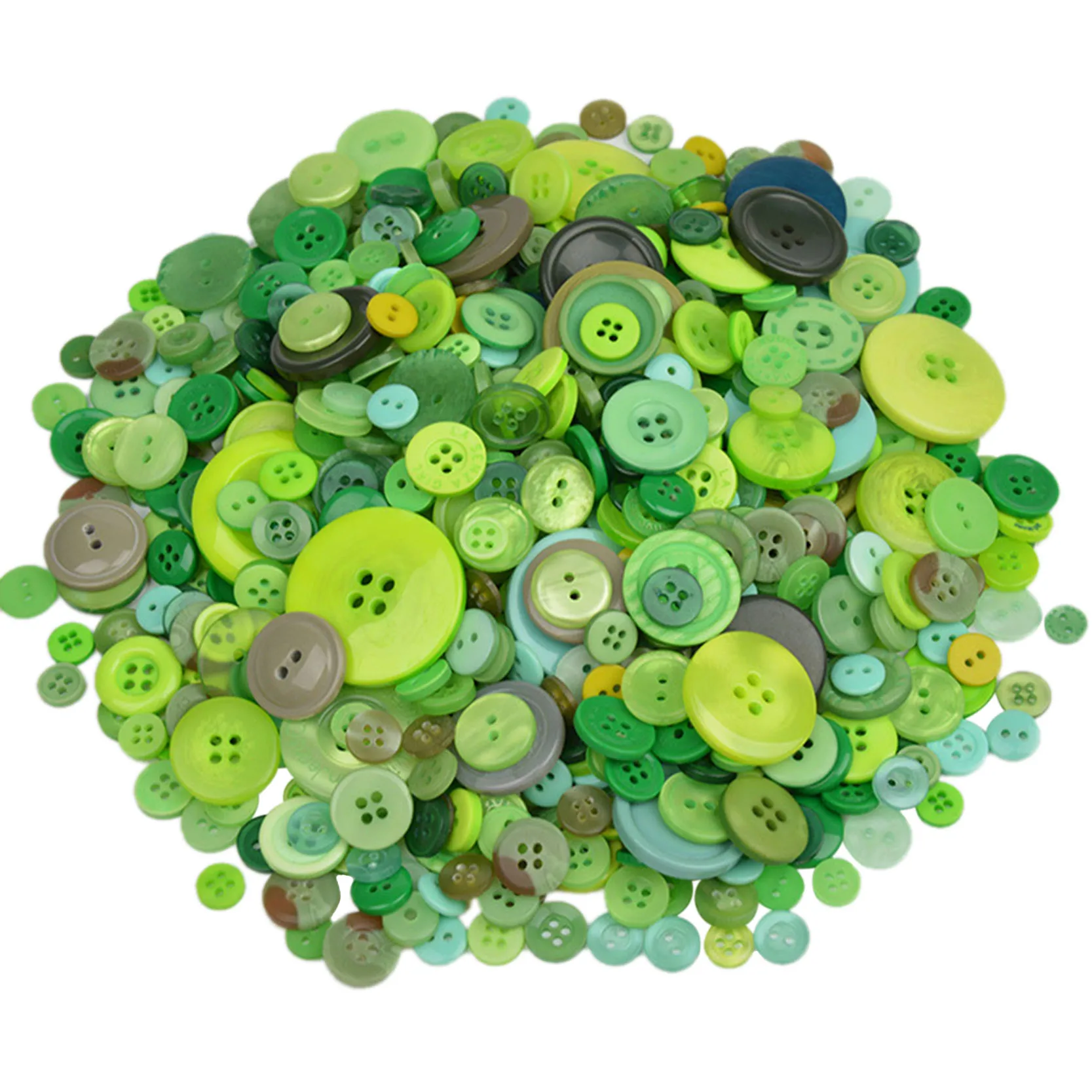 600Pcs Green Resin Buttons Mixed Size Round Decorative Sewing Buttons