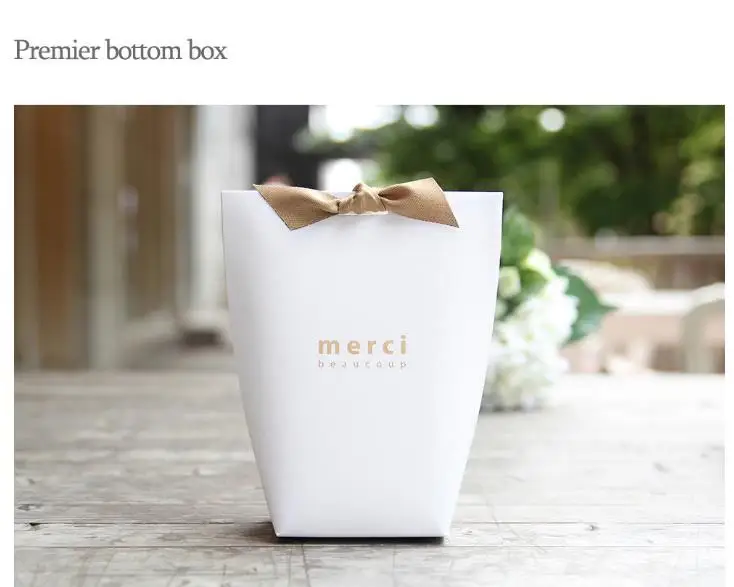 150 шт. MERCI BEAUCOUP белый черный для бумаги подарочные коробки торт коробка свадебные сувенирные коробки конфеты коробка с лентой - Цвет: white