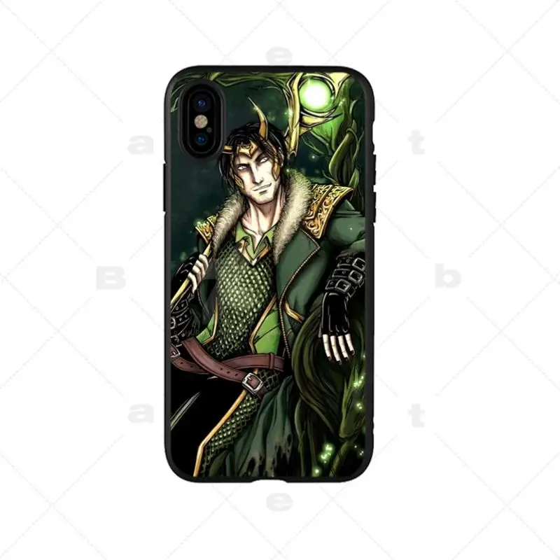 Умный чехол Babaite Loki Thor черный мягкий для iPhone 6S 6plus 7 7plus 8 8Plus X Xs MAX 5 5S