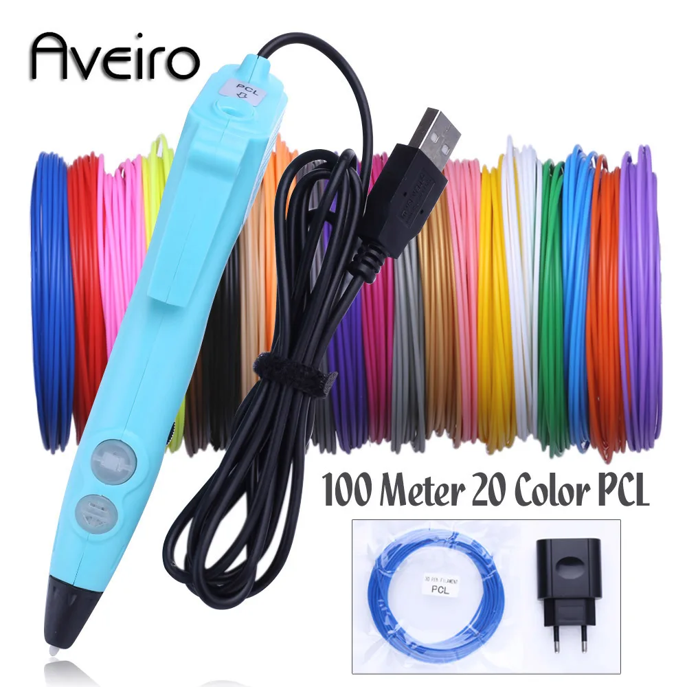 

2018 Original RP-100C 3D Pen + 100 Meter(20 Color) PCL DC 5V 2A USB And EU Charge 3D Printing Pen Kids' Best Education Gifts