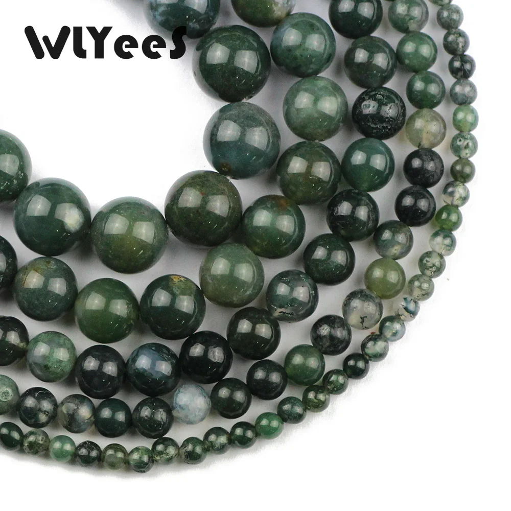 

WLYeeS Moss carnelian beads Natural stone 4-12mm Aquatic plants round loose bead for jewelry bracelet Accessories Making DIY 15"