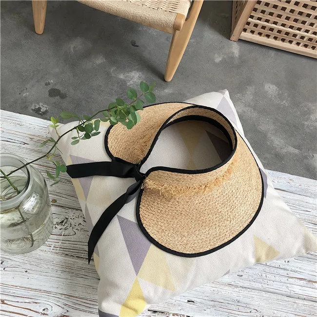  Sun hat summer hat for women beach hat ladies straw  raffia hat sun visor hat women sun visor straw raffia sun visor caps (16)