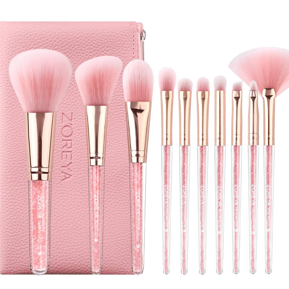 

Popular pink quicksand makeup brush set 10 diamond handle makeup brush set