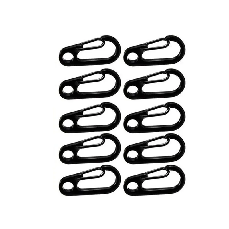 

Carabiner Clasps Black Steel Keychain Stainless Carabiner Hook Clip Spring Snap 10pcs