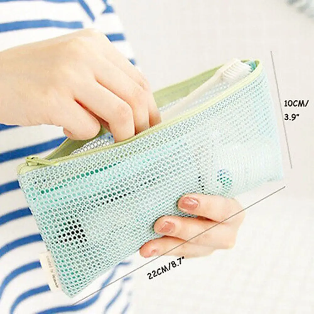 

Mini Women Mesh Cosmetic Bag Toothbrush Pencil Lipstick Makeup Organizer Bag Portable Travel Cosmetic Cases