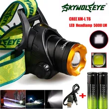 Супер 5000LM CREE XM-L T6 фары фара головного света светодиодный Перезаряжаемые USB+ Батарея 170207