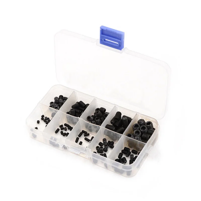 

200Pcs/Box 304 Stainless Steel Allen Head Socket Hex Set Grub Screw Assortment Cup Point Kit JDH99