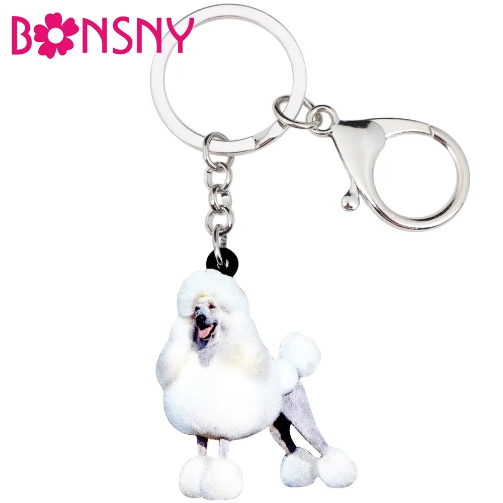 Bonsny эффектные акриловые брелки для ключей с рисунком счастливого пуделя собаки