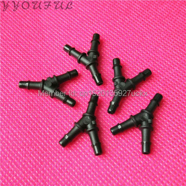 

4X3mm black plastic pipe fittings /Y shape ink tube connector for Eco solvent/UV printer ink hose clip 50pcs for sale