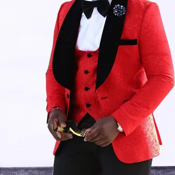 

Mensuit shawl lapel swallowtail black white red wedding dress custom men's suit two-piece suit (jacket + pants + vest)