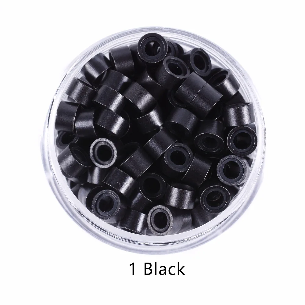 100Pcs 5.0*3.0*3.0mm Micro Silicone Lined Rings/Links/Beads MICRO Ring Link Crimp Beads Hair Extensions Tools