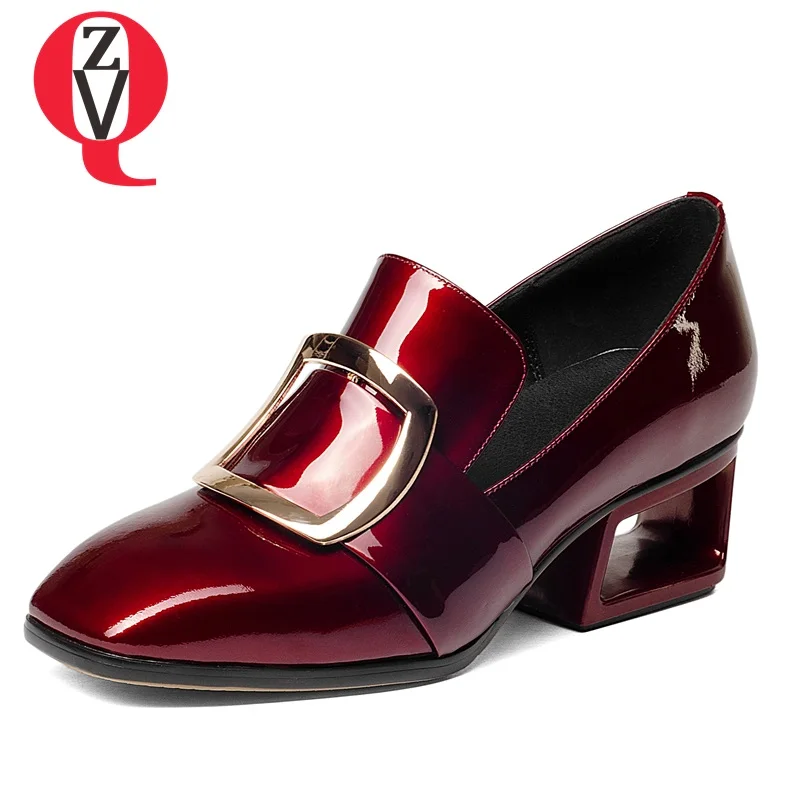 

ZVQ 2018 new arrival fashion footwear female metal decoration shoes square toe woman engagement mature career spring pumps