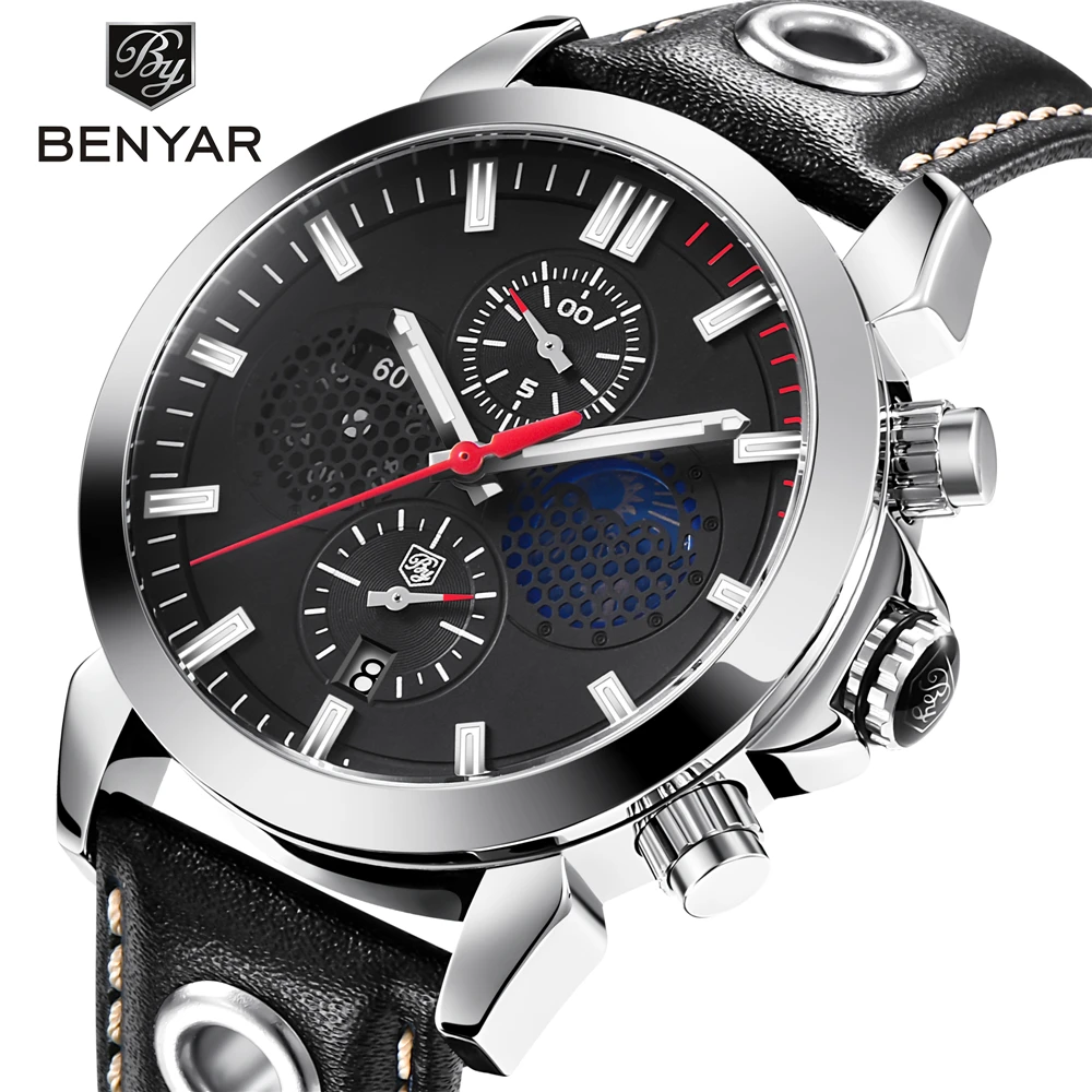 

Luxury Brand BENYAR Watch Men's Fashion Sport Military Quartz Watch Men's All Steel Business Waterproof Men's Relogio Masculino
