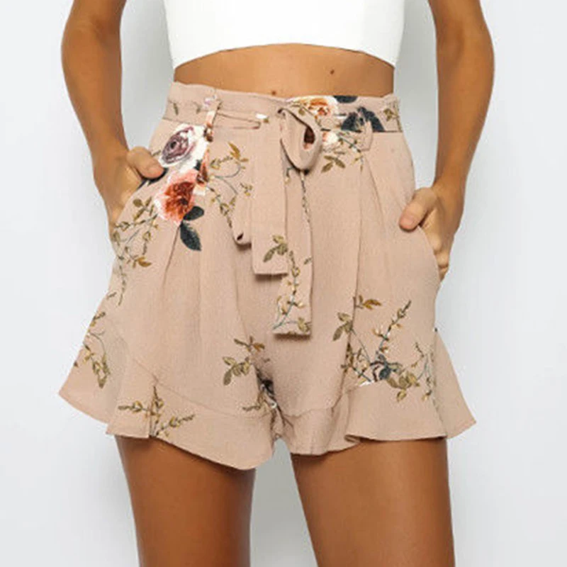 Woman High Waist Shorts 2019 Womens Floral Printed Casual Loose Short Bottom Ladies Sexy Boho Beach Shorts Summer Fashion Shorts