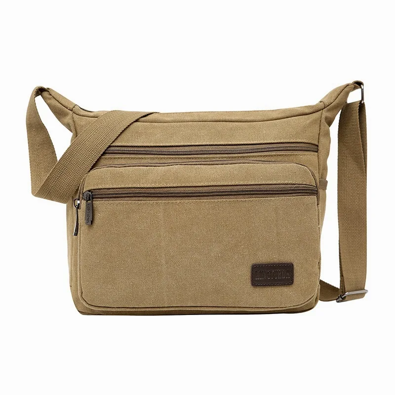 

Ougger Medium Crossbody Bags for Men Shoulder Bags Casual Style Black Canvas Flap Bag for Outdoor