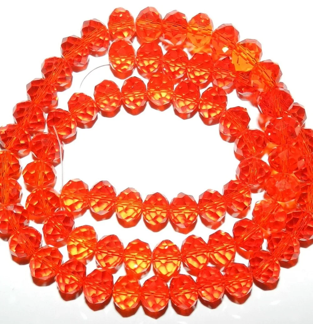 

Orange Clear 8x10mm Rondelle Faceted Cut Crystal Glass Beads 22" MY2281