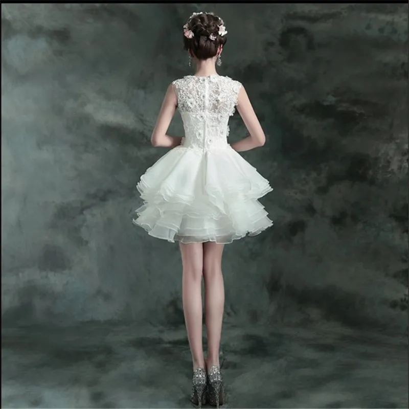Белого цвета с О-образным вырезом с коротким вечерние, выпускные платья Бальные платья Класс Выпускной платье для выпускного вечера; robe de soiree TK691