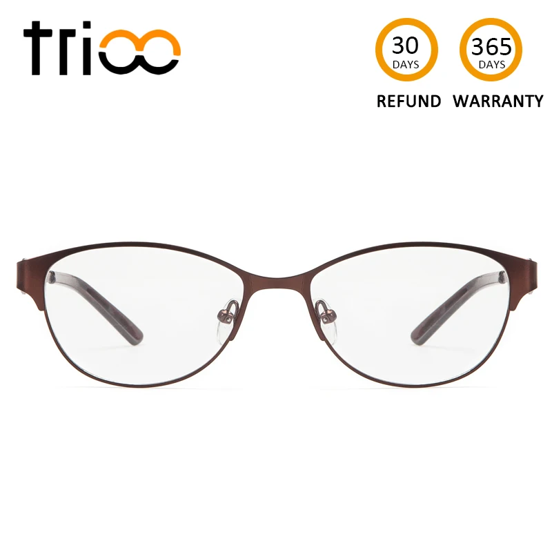 TRIOO Metal Myopia Glasses Women Clear Prescription Lens Reading