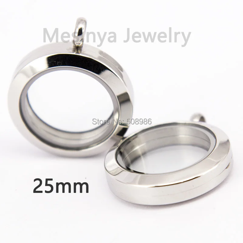 10pcs Stainless steel 25mm plain magnetic round glass locket for floating charms keepsake Xman's gift , no charms included image_1