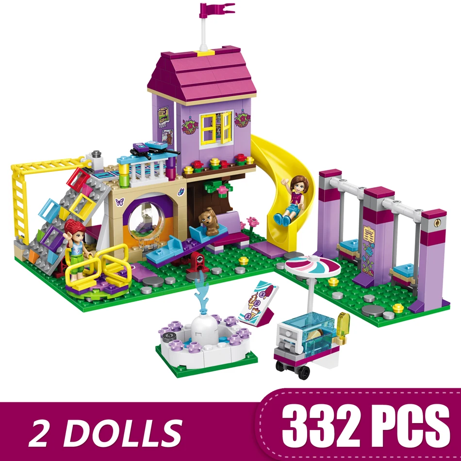 

332PCS Small Building Blocks Compatible with Legoe friends Heartlake City Playground Toys for children girls boys Gift DIY
