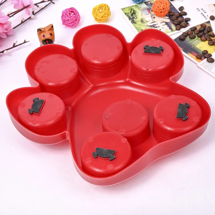 Multifunction Pet Bowl Feeder 7 Holes Dog Paw Educational Toys Puppy Puzzle Toys Safety Plastic Dog Toy